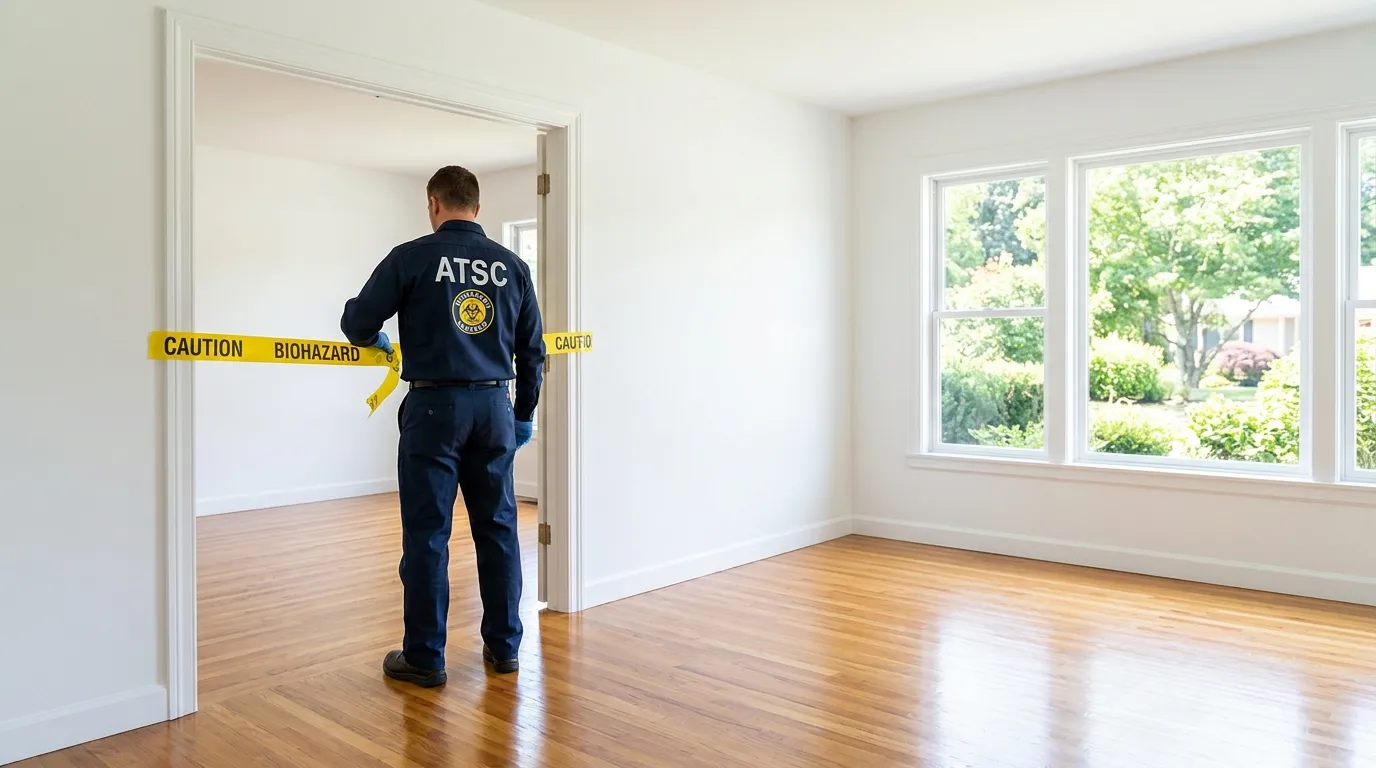 Certified biohazard cleanup crew performing Decomposition Cleanup in Ellwood City